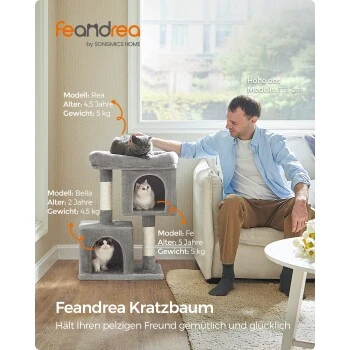 FEANDREA Kratzbaum 74 Cm Hellgrau 2 FEANDREA Kratzbaum 74 Cm Hellgrau – Bild 2